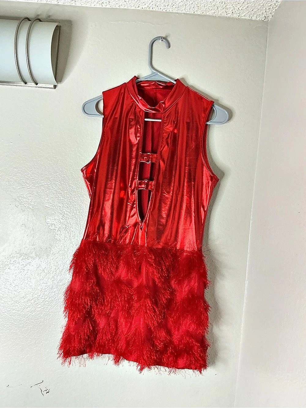Red Metallic Mini Dress